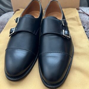 Meermin Black Double Monk Shoes